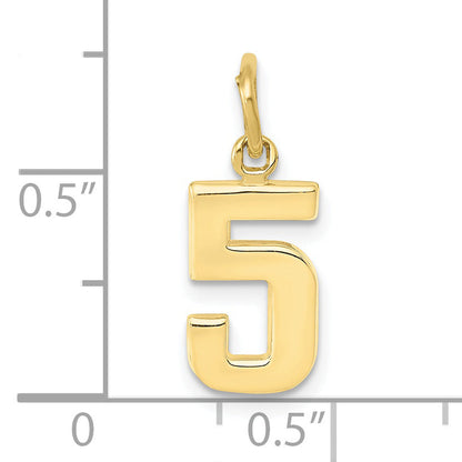 10K Yellow Gold Small Polished Number 5 Charm