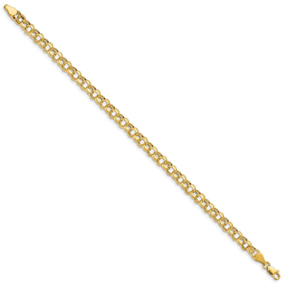 10K Yellow Gold Lite 5mm Diamond-Cut Double Link Charm Bracelet