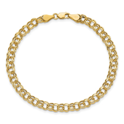 10K Yellow Gold Lite 5mm Diamond-Cut Double Link Charm Bracelet