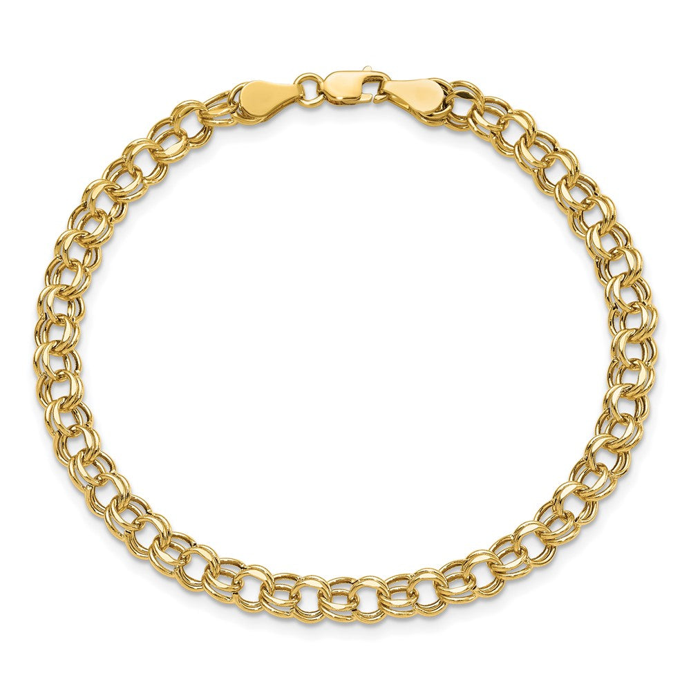 10K Yellow Gold Lite 5mm Diamond-Cut Double Link Charm Bracelet