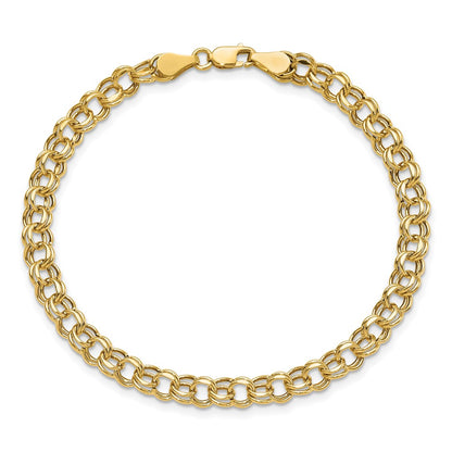 10K Yellow Gold Lite 5mm Diamond-Cut Double Link Charm Bracelet