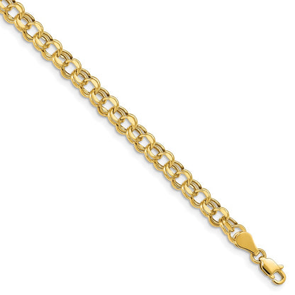 10K Yellow Gold Lite 5mm Diamond-Cut Double Link Charm Bracelet