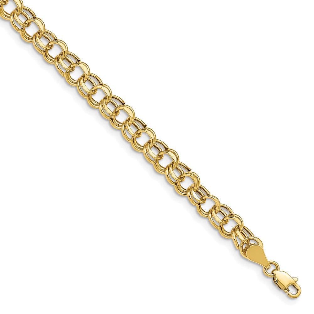 10K Yellow Gold Lite 5.5mm Double Link Charm Bracelet