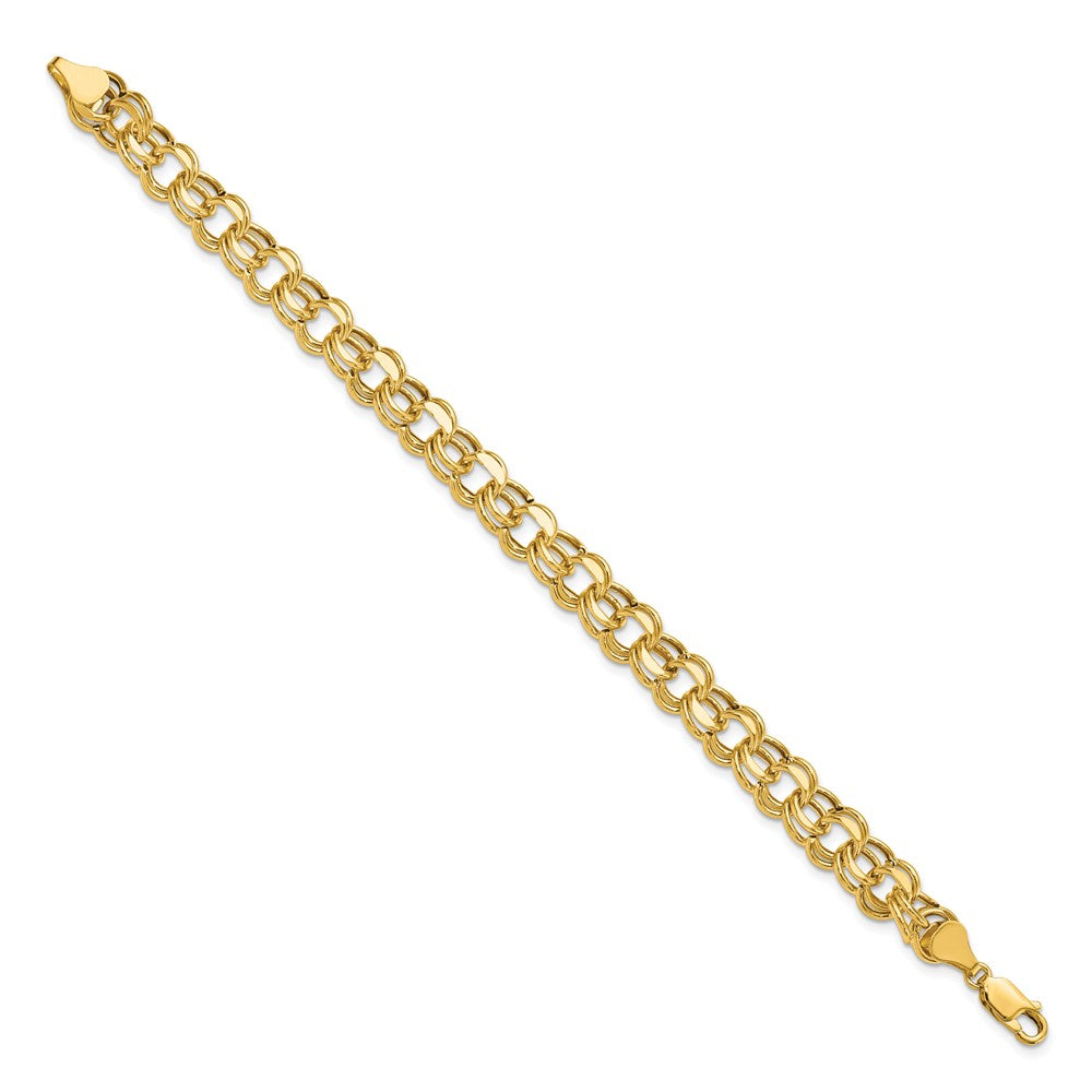 10K Yellow Gold Lite 8mm Double Link Charm Bracelet