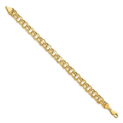 10K Yellow Gold Lite 8mm Double Link Charm Bracelet