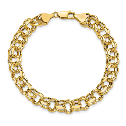 10K Yellow Gold Lite 8mm Double Link Charm Bracelet