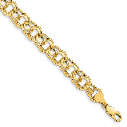 10K Yellow Gold Lite 8.5mm Double Link Charm Bracelet