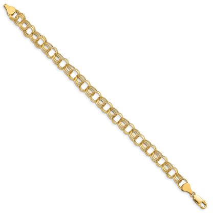 10K Yellow Gold Lite 8mm Triple Link Charm Bracelet
