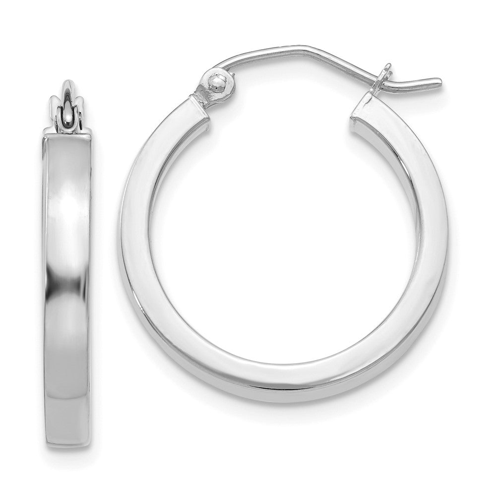 10K White Gold 2X3mm Rectangle Tube Hoop