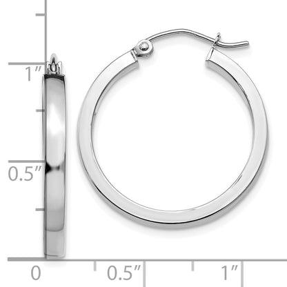 10K White Gold 2X3mm Rectangle Tube Hoop