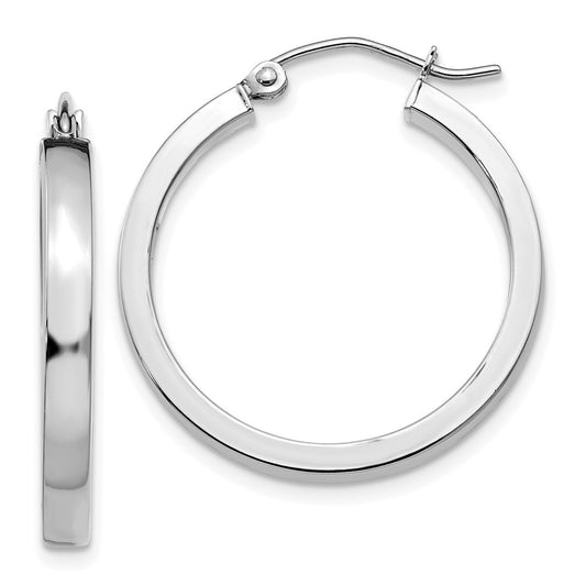 10K White Gold 2X3mm Rectangle Tube Hoop
