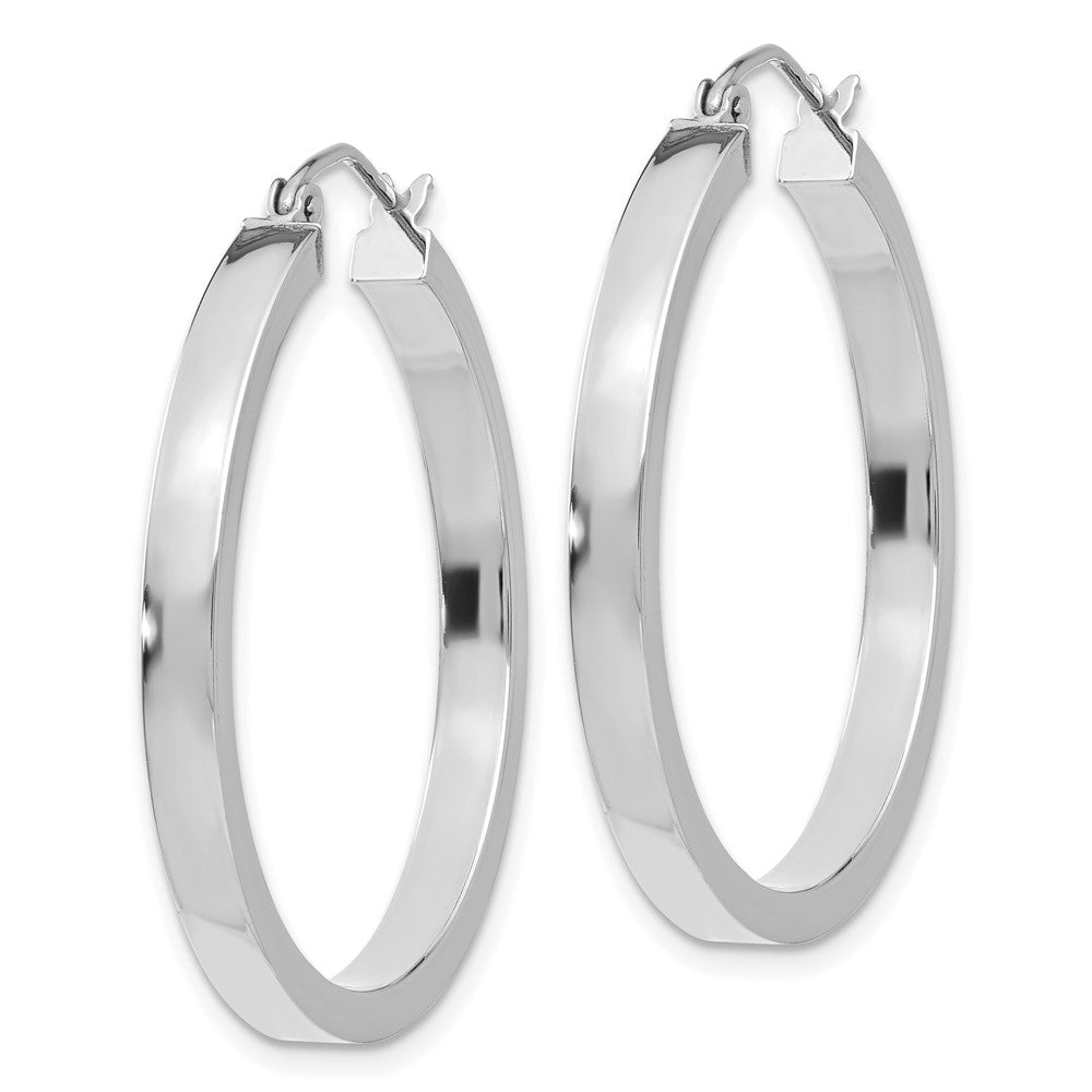 10K White Gold 2X3mm Rectangle Tube Hoop