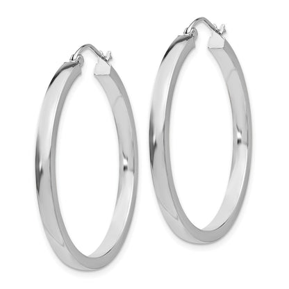 10K White Gold 2X3mm Rectangle Tube Hoop