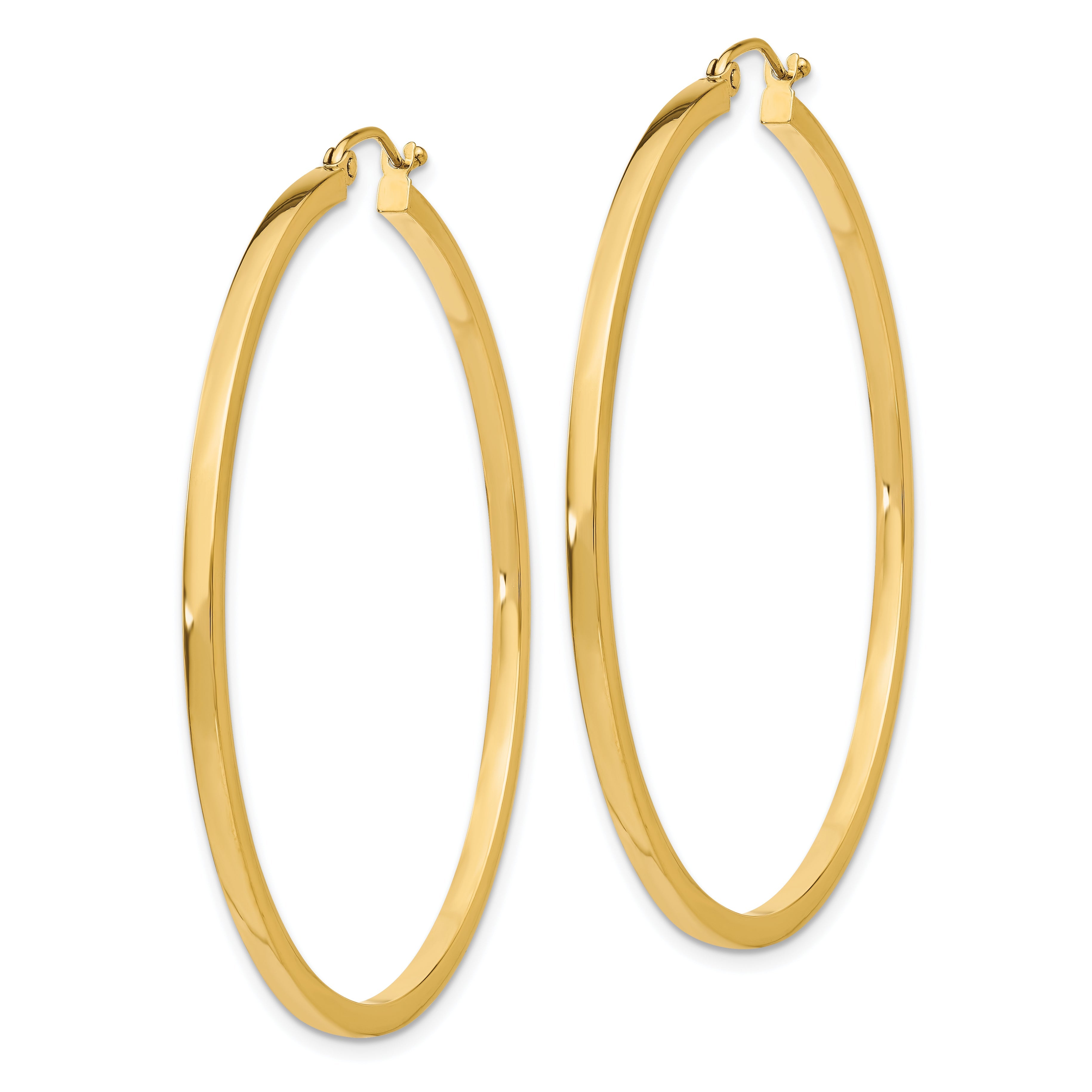 10K Yellow Gold 2mm Square Tube Hoop Earrings