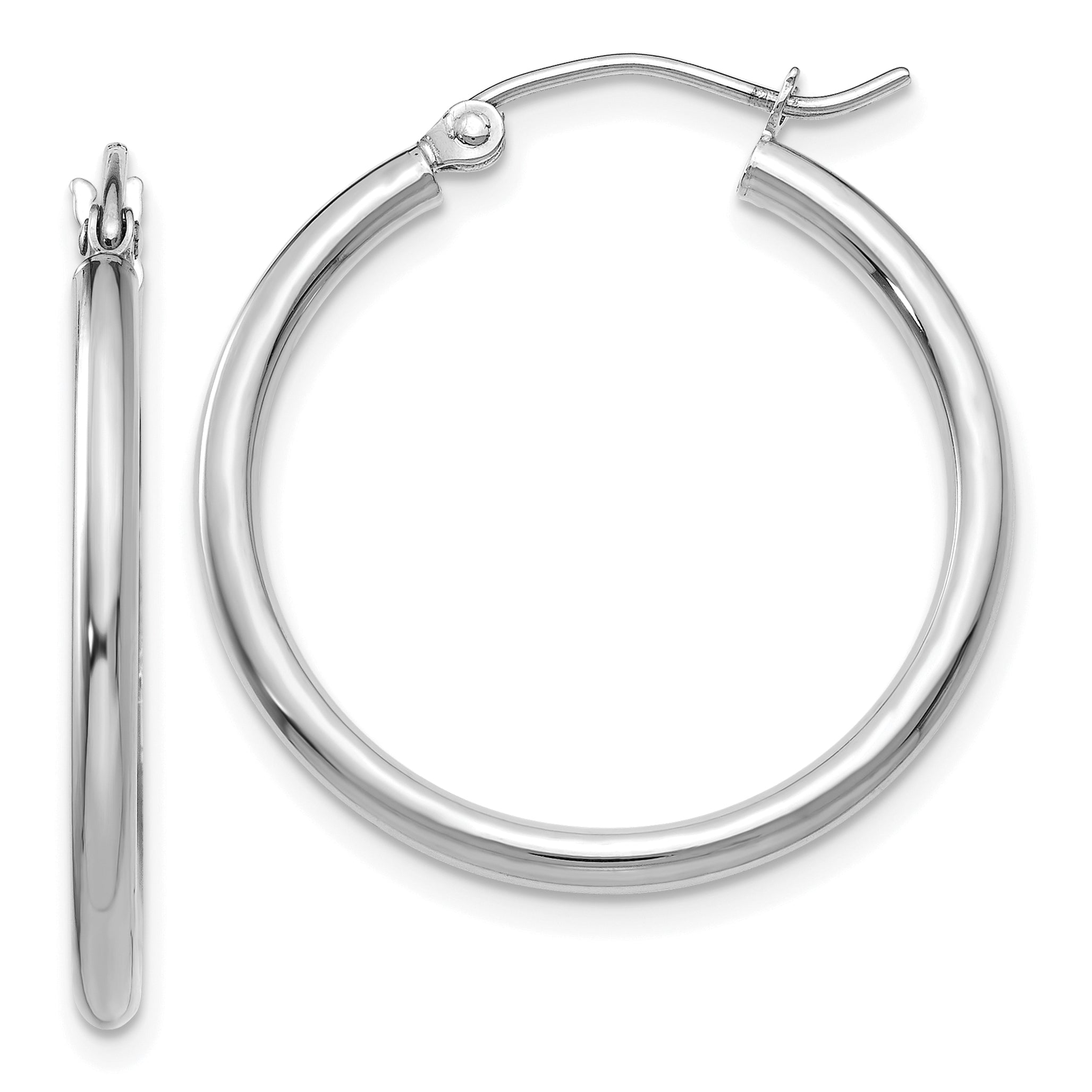 10K White Gold 10K Polished 2mm Lightweight Hoop Earrings