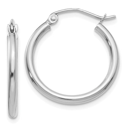10K White Gold 10K Polished 2mm Lightweight Tube Hoop Earrings
