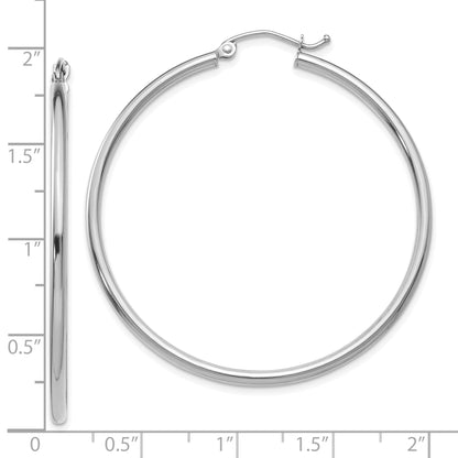 10K White Gold 10K Polished 2mm Lightweight Tube Hoop Earrings