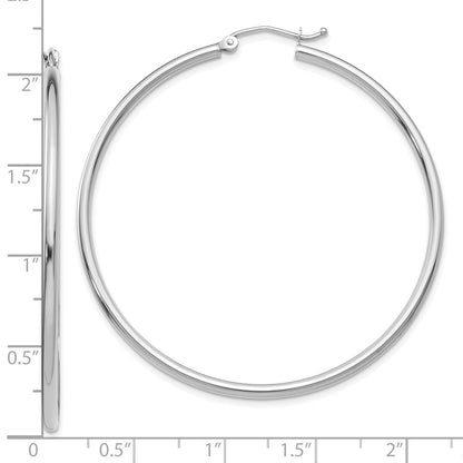 10K White Gold 10K Polished 2mm Lightweight Tube Hoop Earrings