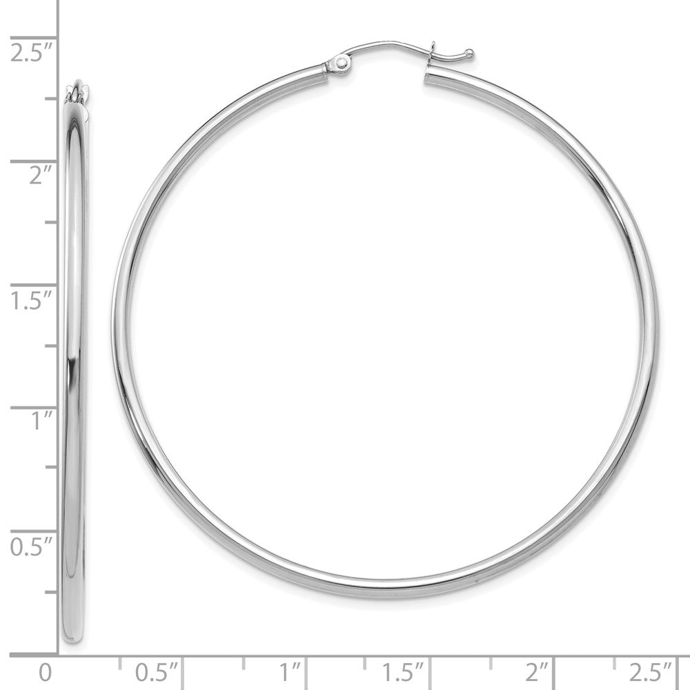 10K White Gold 10K Polished 2mm Lightweight Tube Hoop Earrings