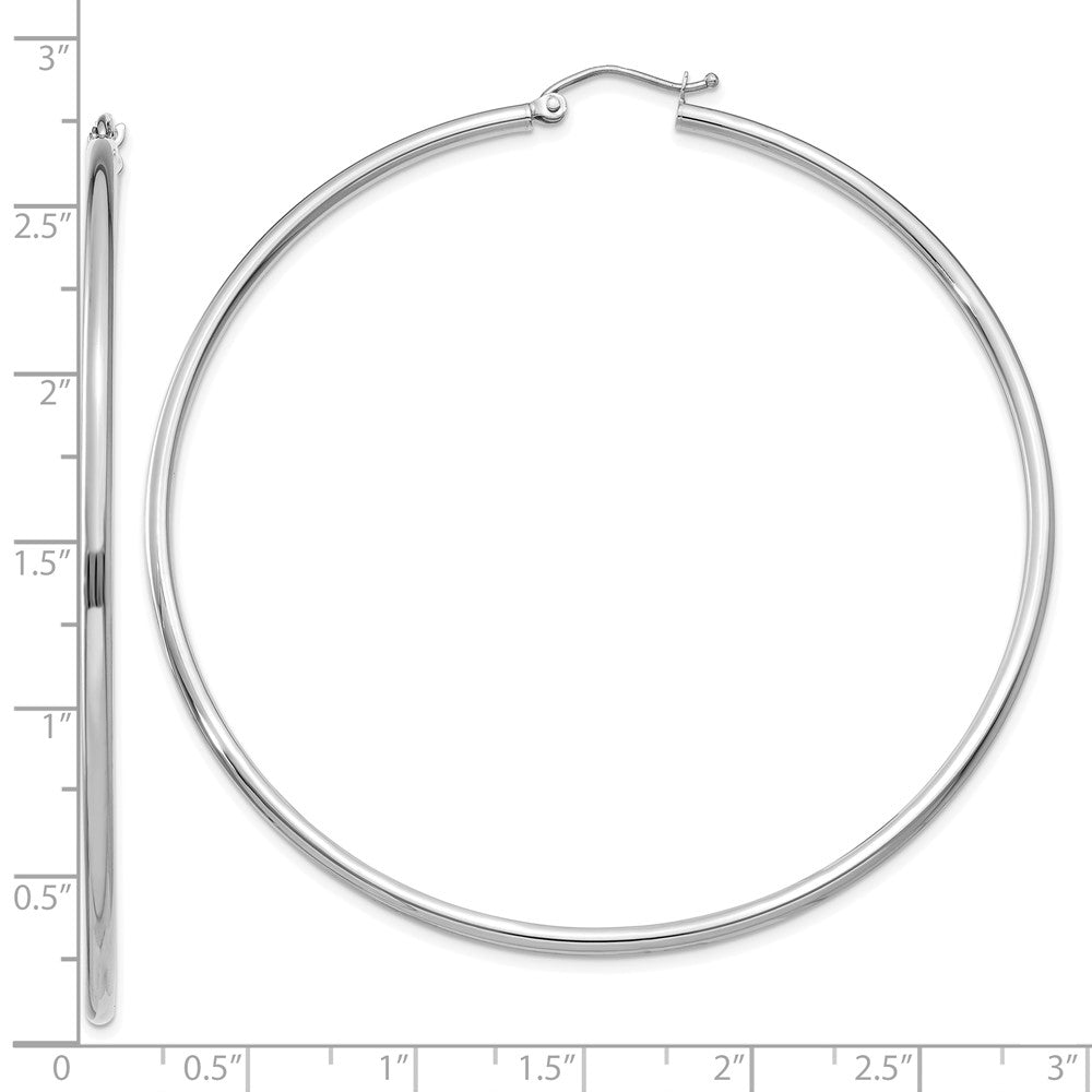 10K White Gold 10K Polished 2mm Lightweight Tube Hoop Earrings