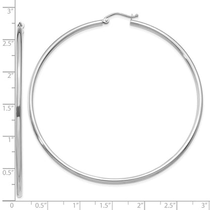 10K White Gold 10K Polished 2mm Lightweight Tube Hoop Earrings