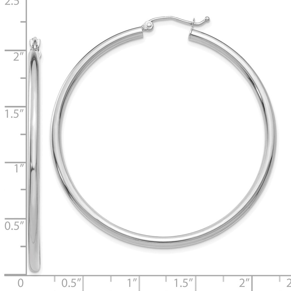 10K White Gold 10K Polished 2.5mm Lightweight Tube Hoop Earrings