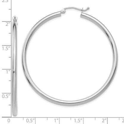 10K White Gold 10K Polished 2.5mm Lightweight Tube Hoop Earrings