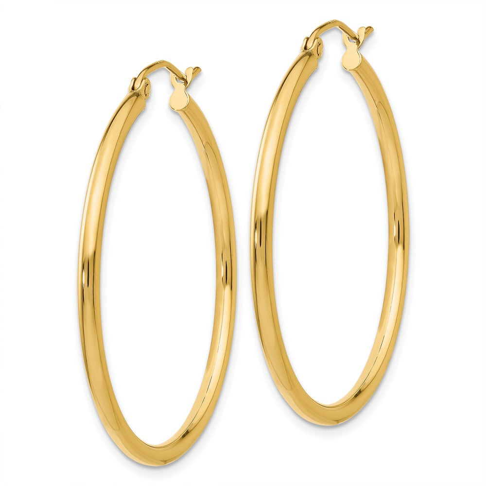 10K Yellow Gold 10K Polished 2mm Lightweight Tube Hoop Earrings