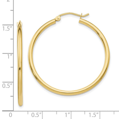 10K Yellow Gold 10K Polished 2mm Lightweight Tube Hoop Earrings