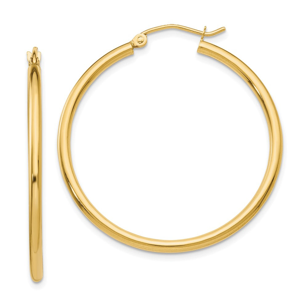 10K Yellow Gold 10K Polished 2mm Lightweight Tube Hoop Earrings