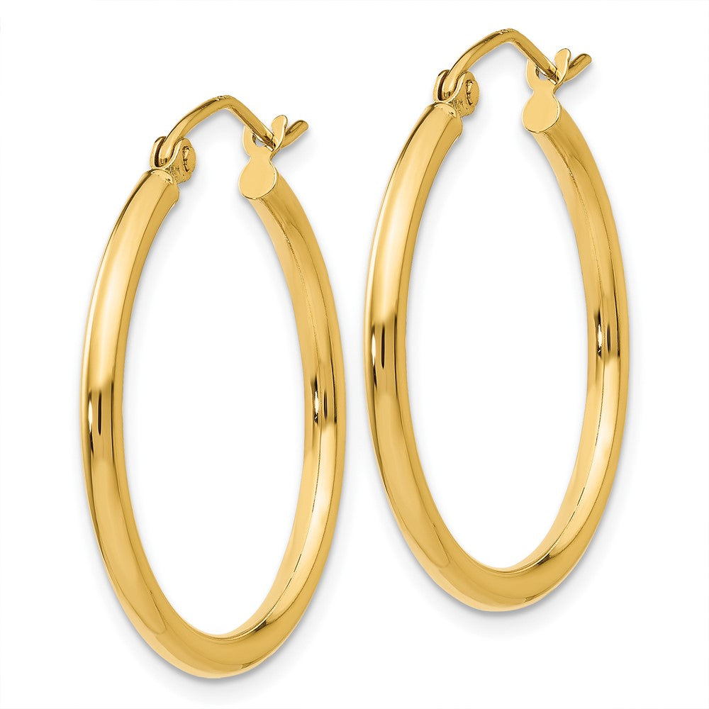 10K Yellow Gold 10K Polished 2mm Lightweight Tube Hoop Earrings