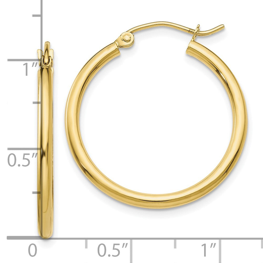 10K Yellow Gold 10K Polished 2mm Lightweight Tube Hoop Earrings