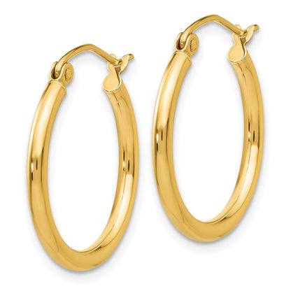 10K Yellow Gold 10K Polished 2mm Lightweight Tube Hoop Earrings