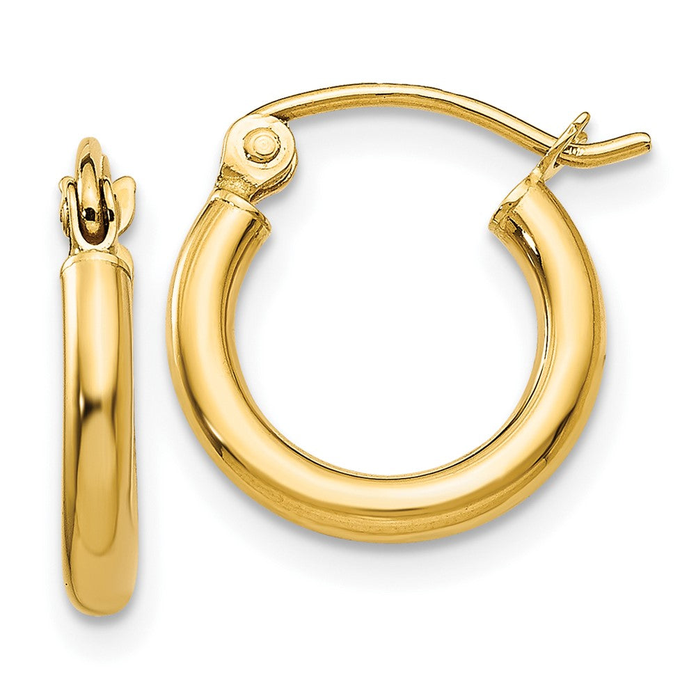 10K Yellow Gold 10K Polished 2mm Lightweight Tube Hoop Earrings