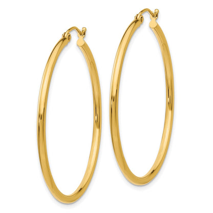 10K Yellow Gold 10K Polished 2mm Lightweight Tube Hoop Earrings