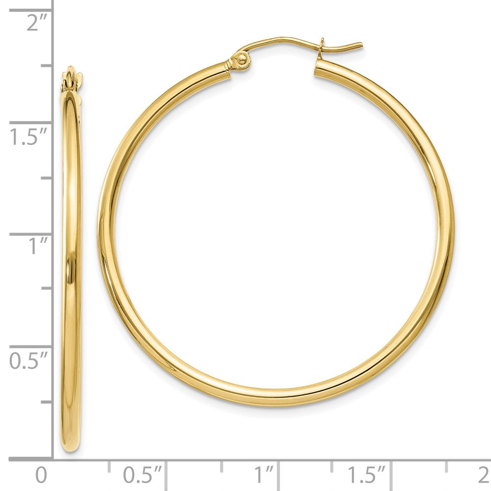 10K Yellow Gold 10K Polished 2mm Lightweight Tube Hoop Earrings