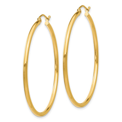10K Yellow Gold 10K Polished 2mm Lightweight Tube Hoop Earrings