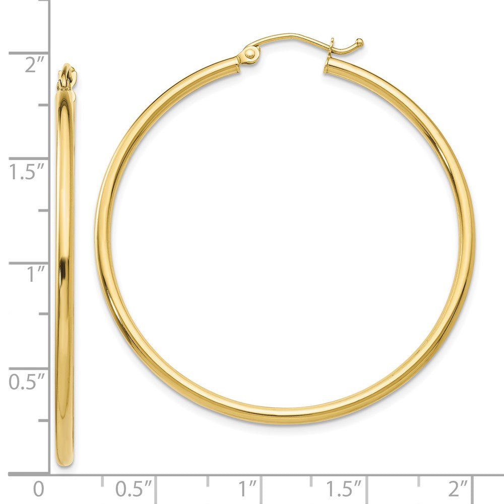 10K Yellow Gold 10K Polished 2mm Lightweight Tube Hoop Earrings
