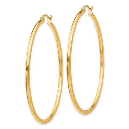 10K Yellow Gold 10K Polished 2mm Lightweight Tube Hoop Earrings