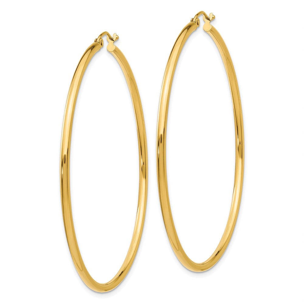 10K Yellow Gold 10K Polished 2mm Lightweight Tube Hoop Earrings