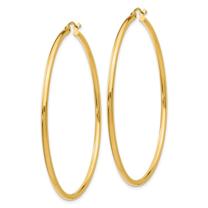 10K Yellow Gold 10K Polished 2mm Lightweight Tube Hoop Earrings