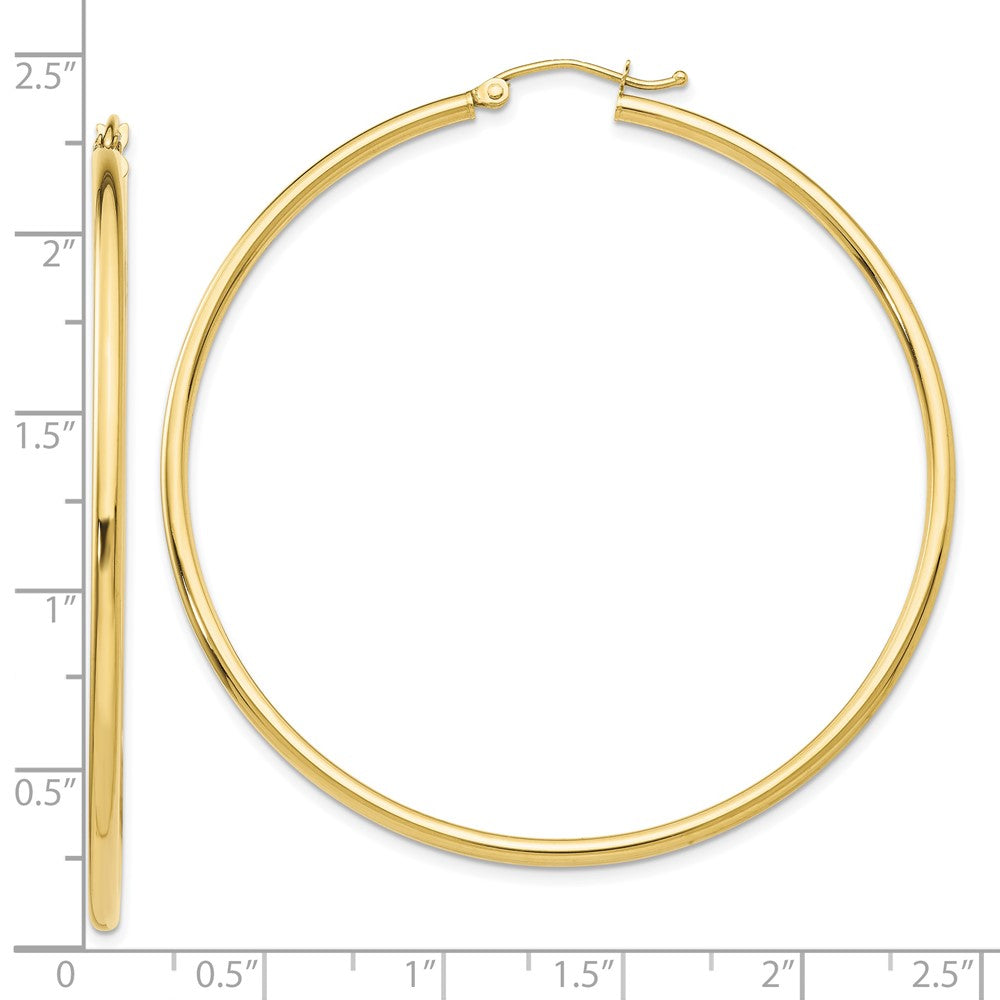 10K Yellow Gold 10K Polished 2mm Lightweight Tube Hoop Earrings