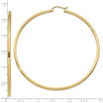 10K Yellow Gold 10K Polished 2mm Lightweight Tube Hoop Earrings