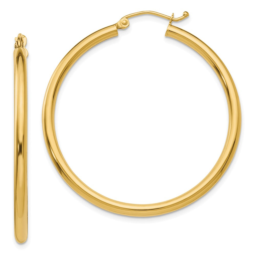 10K Yellow Gold 10K Polished 2.5mm Lightweight Tube Hoop Earrings