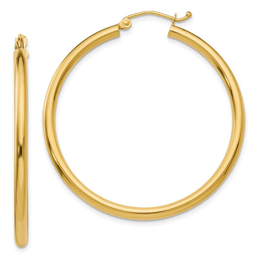 10K Yellow Gold 10K Polished 2.5mm Lightweight Tube Hoop Earrings
