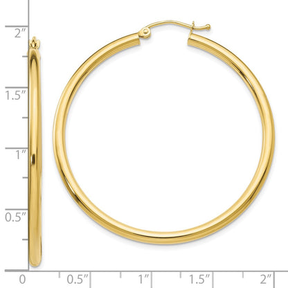 10K Yellow Gold 10K Polished 2.5mm Lightweight Tube Hoop Earrings
