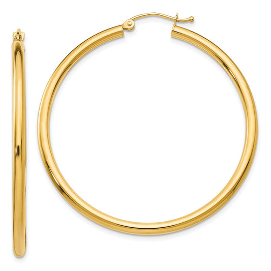 10K Yellow Gold 10K Polished 2.5mm Lightweight Tube Hoop Earrings