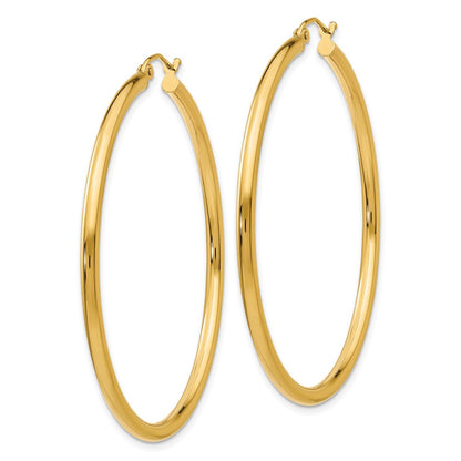 10K Yellow Gold 10K Polished 2.5mm Lightweight Tube Hoop Earrings