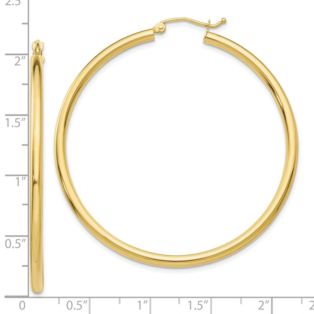10K Yellow Gold 10K Polished 2.5mm Lightweight Tube Hoop Earrings