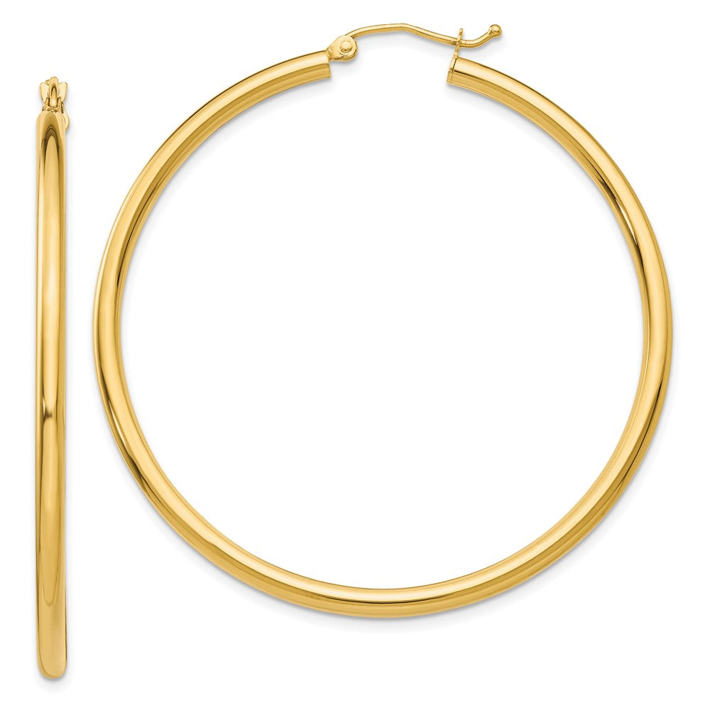 10K Yellow Gold 10K Polished 2.5mm Lightweight Tube Hoop Earrings